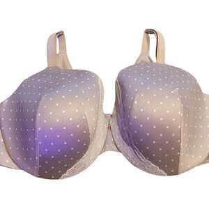 Cacique Polka Dot Lace Trim Bra Size 46D